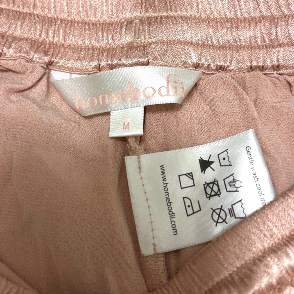 Homebodii Anthropologie Satin Pajama Shorts Pink Blush Rose Gold Medium M - Picture 6 of 6